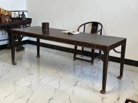 古玩旧藏明式方腿马蹄足四面平画案 木质榆木 黑漆全品 无松动 尺寸长230宽86高83厘米