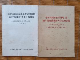 华罗庚同志在湖北省武汉地区推广“统筹法”大会上的报告（赠讲话一本）