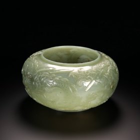清代 和田碧玉雕龙纹水盂