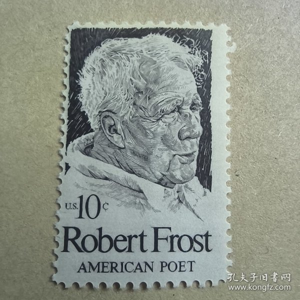 USA112美国 1974年罗伯特·弗罗斯特诞生百年 名人人物诗人 雕刻版外国邮票 新 1全 印刷时带的机器格栅压痕