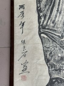 手绘主席像，个头大，画工逼真，画像的布是纯手工织的，品相完美，保存完整！包老！