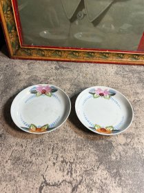 50年代，景德镇十二瓷画社，小碟子一对y