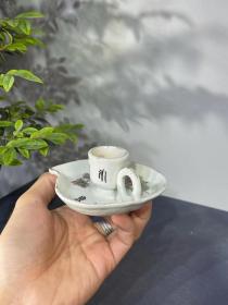 民国寿桃型粉彩烛台