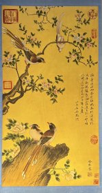 五代南唐画家徐熙手绘绢本立轴花鸟画一幅