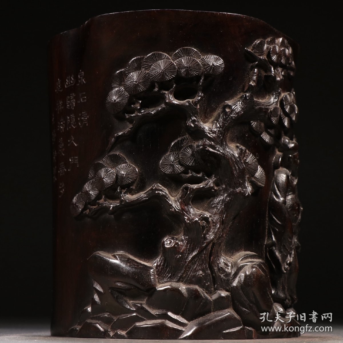 清 紫檀人物故事笔筒