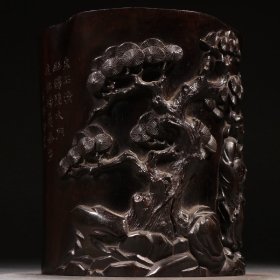 清 紫檀人物故事笔筒