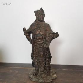 明代铜鎏金护法～韦陀像，高24厘米