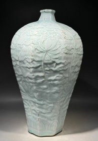 元青影瓷塑花梅瓶，大开门，1万5