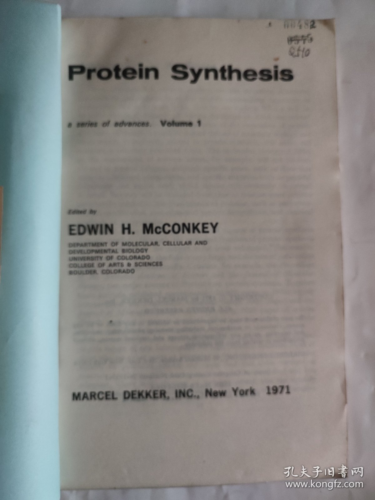 点击查看原图 PROTEIN SYNTHESIS Volume1 蛋白质合成第一卷