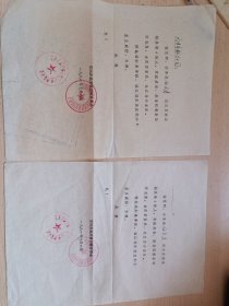 1981年，证明材料2张