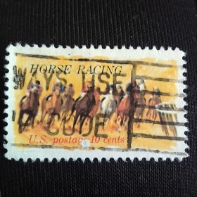 USA403美国1974年体育 肯塔基德比马赛，丘吉尔 downs赛马场100周年纪念 外国邮票 信销 1全 邮戳随机