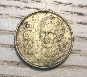 墨西哥黄铜20比索硬币菲利克斯头像（鄙视卖假币的）