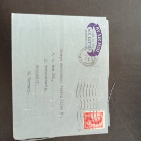 1970年香港大学地理系寄西德航空实寄邮简一枚，少见邮品，本店邮品满25元包邮。本店还在孔网开“韶州邮社”