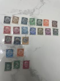 二战德国兴登堡人物邮票等22张不同 上面一套 下面几个不同版等 随机发货