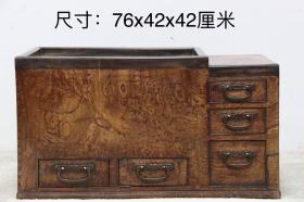 8_榉木影子木炭炉，（一套）整体榉木影子木独板，口沿及秤子为老红木材质，内胆铜制，枣红皮壳，花纹特美，无修保存完整，源头货源，尺寸如图