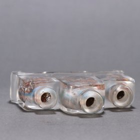 清 琉璃内画虎纹三连鼻烟壶