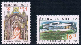 CZECH23捷克共和国2005年 旅游风光 世界遗产：特维西教堂 新 2全 雕刻版外国邮票