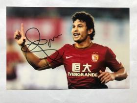 中超 广州恒大 足球俱乐部 巴西 埃尔克森 亲笔签名 照片 现货 纪念品 品相佳