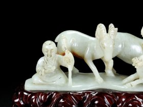 和田老玉“三羊开泰”摆件