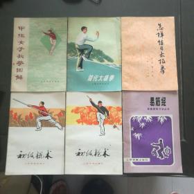 甲组女子长拳图解、简化太极拳、怎样练习太极拳、初级棍术、初级枪术丶易筋经(6本合售)