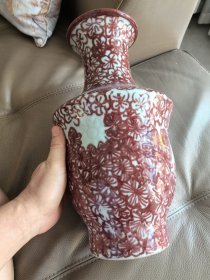 永宣时期器物 明代釉里红花卉长颈玉壶春