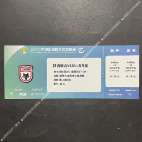 2024赛季中乙联赛陕西联合VS湖北青年星自制纪念球票 非官方发行