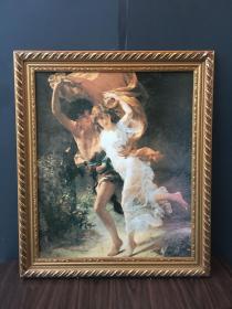 世界名画《亚当与夏娃》油画复制品，实木镶框装裱，尺寸：60*72*3厘米，品如图，180包邮。
