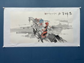 包布和画家四尺横幅吉祥草原写意人物国画作品写意人物形象画水墨马儿画乙未年老画老作品客厅画卧室画床头画办公室画