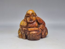 古玉摆件，手把件，弥勒佛造型。