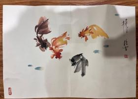 著名画家教育家张鹤云金鱼图精品