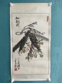 中国扇子艺术学会常务副会长-李墨（李铭钧）水墨精品枇杷图1幅。