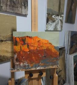 油画风景《秋阳》