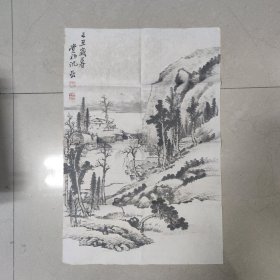 M 100 吴待秋弟子 近代著名书画篆刻大师沈觉初设色山水画条幅