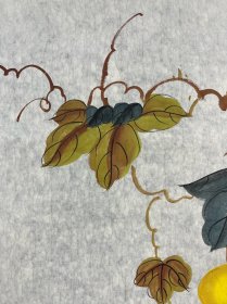 国画 小写意花鸟。知名画家 司曼如 三尺整张（50/100厘米）。《福禄满堂》保真迹！（室内实物拍照。）边缘有小破损。低价。介意勿拍。