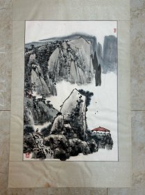 安徽著名画家叶森槐山水，68X46cm，保真便宜出