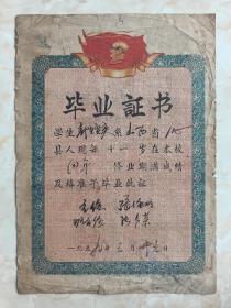 长治地方文化系列--50年代--襄沁县--《毕业证书》--虒人荣誉珍藏