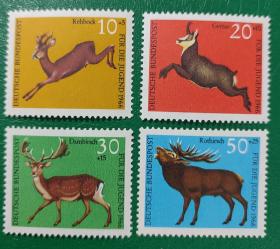 德国邮票 西德 1966年野生动物 4全新