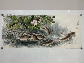 朝鲜画 人民艺术家 方学柱/鹤周 作“鲤鱼”