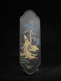 正宗徽州玉女图墨块
重约543g，26×8.2×2.1cm，