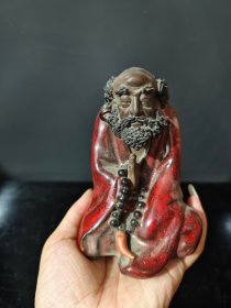 石湾窑手工塑胎悟道达摩摆件 尺寸：长9cm宽8cm高11cm