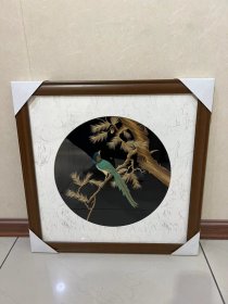 纯手工麦秆画 喜上眉梢 尺寸51*51*2cm，边框是柏木，国家非物质文化遗产，纯手工制作，收藏价值高