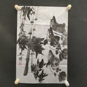 122e07：著名画家、花鸟师承李苦禅大师、中国美术家协会北京分会会员—钱卫国 花鸟国画作品一幅 ，纸本软片，尺寸约1.3平尺！