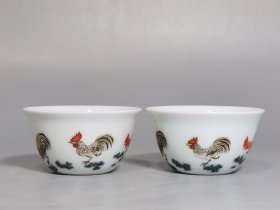 清雍正御製 粉彩公鸡杯
