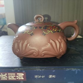 宜兴老紫泥原矿珐琅彩福临四方壶 顾氏传人 顾美萍老师手制 360cc左右