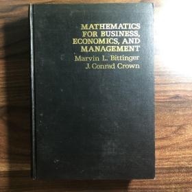 MATHEMATICS FOR BUSINESS,ECONOMICS,AND MANAGEMENT 商业经济与管理数学 英文原版