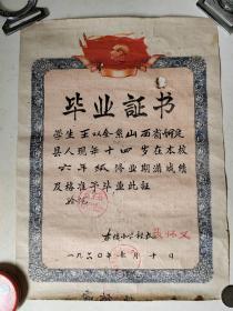1960年山西忻县小学毕业证