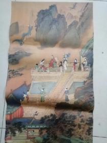 印刷品中国古代绢本绘画人物4幅