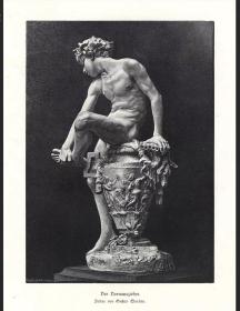 1895年德国木刻版画雕塑 花瓶