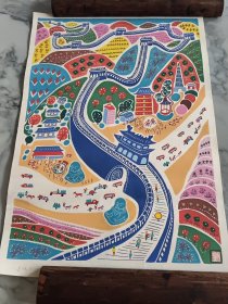 长城内外，陈家歧，水粉画，画心尺寸37*26厘米
