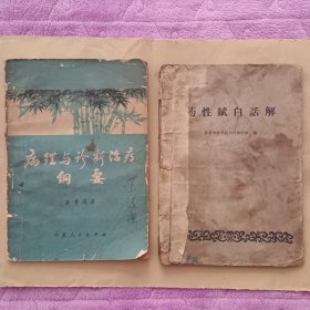 《药性赋白话解》，北京中医学院中药教研组1960年第一版；《病理与诊断治疗纲要》，宁夏人民出版社青1974年出版，作者陈育鸣从事四十多年的中医药研究工作.。 两本书合售